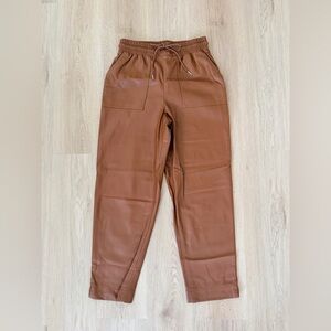 Brown Faux Leather Ankle Pant